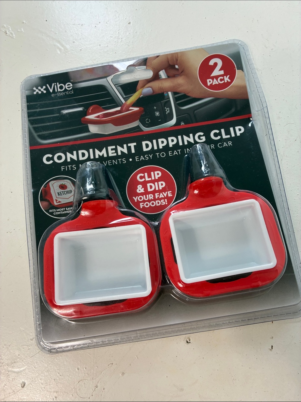 Vibe 2 Count Condiment Dipping Sauce Clip for Car Vent NWT